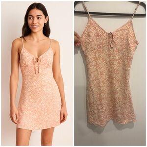 Hollister Floral Tie-Front Mini Dress XS Peach Daisy Print